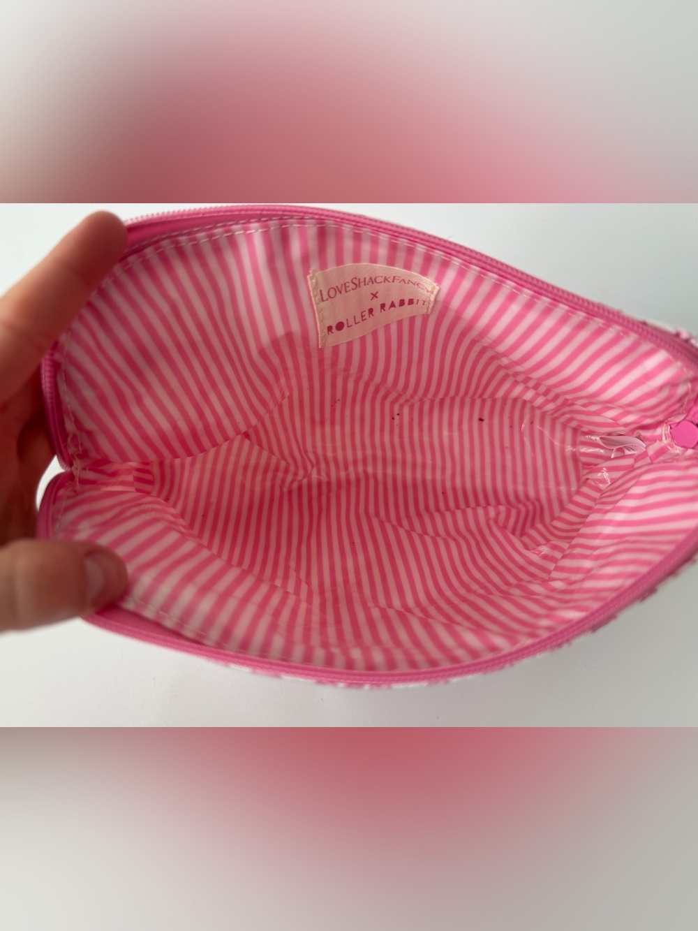 LoveShackFancy x Roller Rabbit Baby Bow Hearts Toiletry Case in Pink - Picture 6 of 6